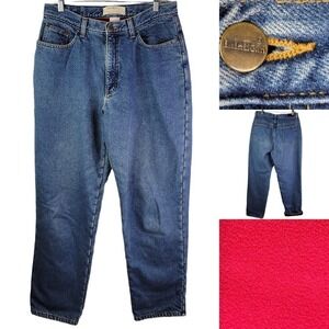 LL Bean Vintage Women's Size 14 Red Fleece Lined Original Relaxed Denim Jeans